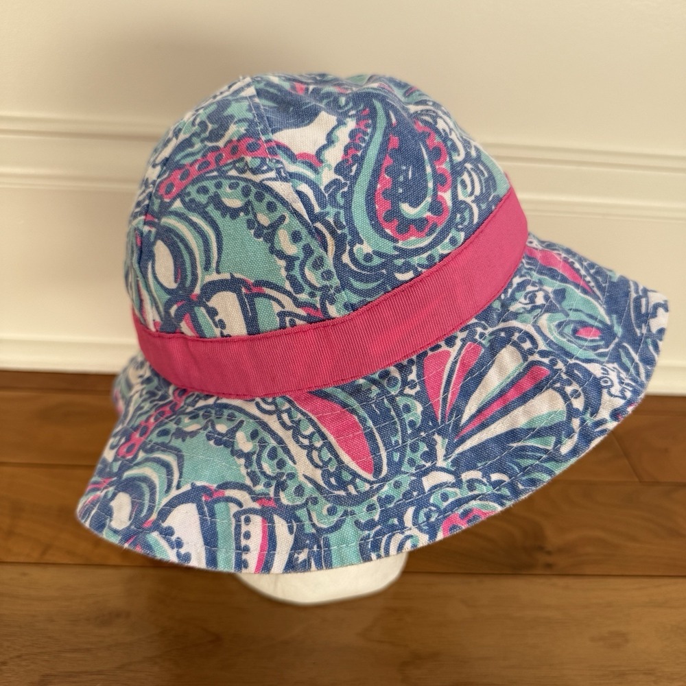 Lilly Pulitzer for Target Kids Blue Pink Tropical Print Cotton Sun Bucket Hat‎